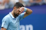 Novak Djokovic in action in the US Open SF - Source: Getty